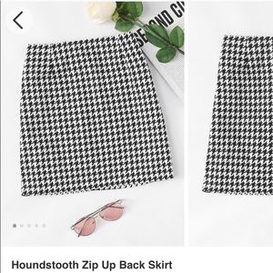 Houndstooth Zip up back skirt